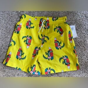 Old Navy boys swim trunks large 10-12 alligator crocodile yellow upf 50 nwt